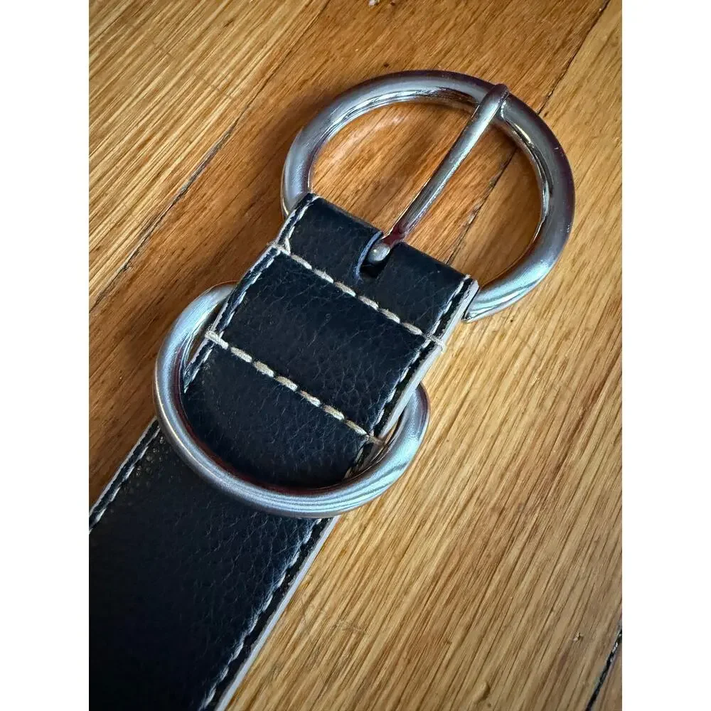 NEW YORK & COMPANY Black Leather Grommet Belt Womens sz XL